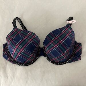 ⭐️ 3/$20 Victoria’s Secret Lightly Lined Blue Plaid Bra